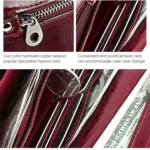 3559 Antimagnetic RFID Multi-function Zipper Retro Top-grain Leather Lady Purse Wallet - Image 9