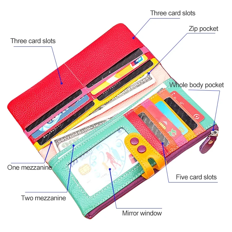 CCB6675B_5.webp 3572 Litchi Texture Leather Zipper Lady Wallet Large-capacity Purse - Image 6