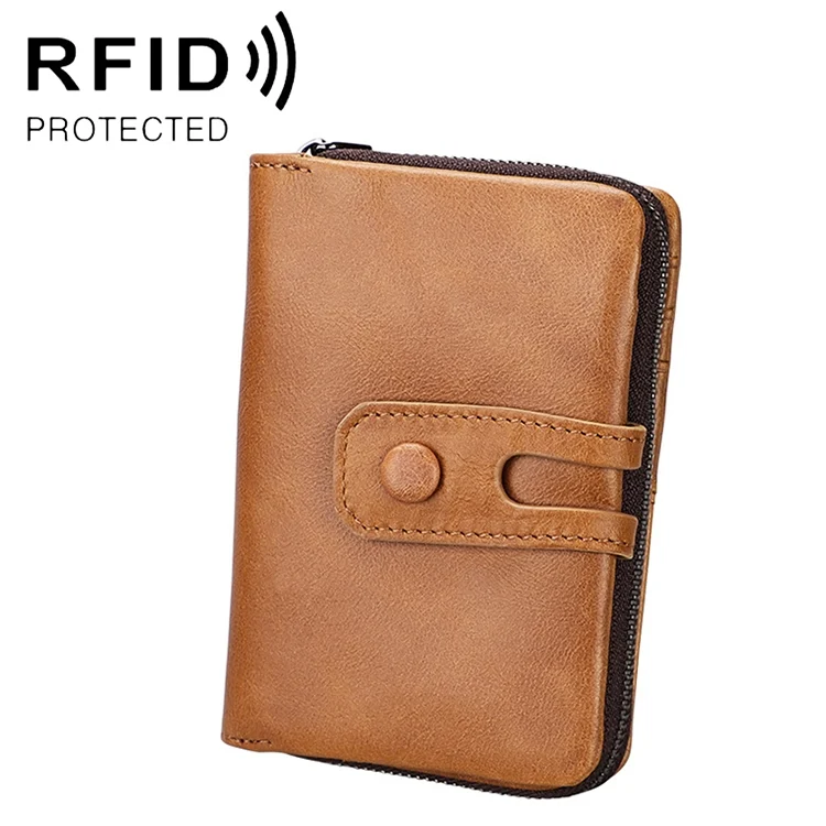 CCB6676YB.webp 3577 Antimagnetic RFID Men and Women Crazy Horse Texture Leather Zipper Wallet - Image 1