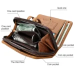 3577 Antimagnetic RFID Men and Women Crazy Horse Texture Leather Zipper Wallet - Image 7