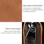 3577 Antimagnetic RFID Men and Women Crazy Horse Texture Leather Zipper Wallet - Image 9