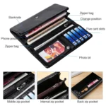 3591C Multi-function Litchi Texture Leather Wallet Large-capacity Purse - Image 6