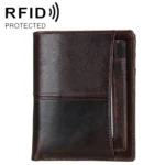 8232 Antimagnetic RFID Men Oil Wax Leather Wallet with Detachable Card Holder