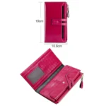 8239 Antimagnetic RFID Multi-function Leather Lady Wallet Large-capacity Purse with Detachable Card Holder (Rose Purple) - Image 3