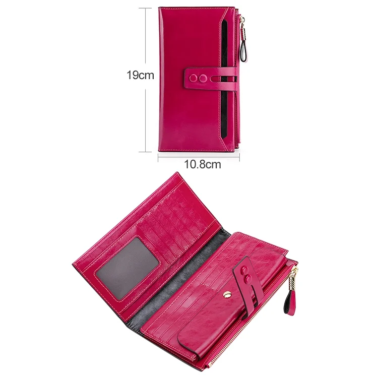CCB6684L_2.webp 8239 Antimagnetic RFID Multi-function Leather Lady Wallet Large-capacity Purse with Detachable Card Holder (Rose Purple) - Image 3