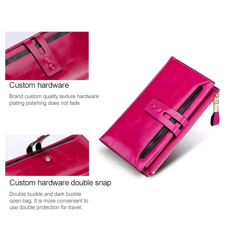 CCB6684L_6.webp 8239 Antimagnetic RFID Multi-function Leather Lady Wallet Large-capacity Purse with Detachable Card Holder (Rose Purple) - Image 7