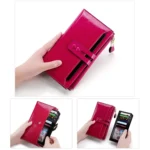8239 Antimagnetic RFID Multi-function Leather Lady Wallet Large-capacity Purse with Detachable Card Holder (Rose Purple) - Image 9