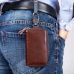 9101 Multi-function Waist Hanging Oil Wax Leather Zipper Wallet Keys Holder Bag - Image 12