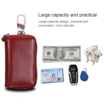 9101 Multi-function Waist Hanging Oil Wax Leather Zipper Wallet Keys Holder Bag - Image 8