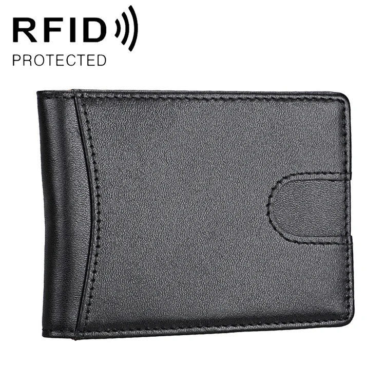 9601 Antimagnetic RFID Mini Crazy Horse Texture Leather Wallet Billfold