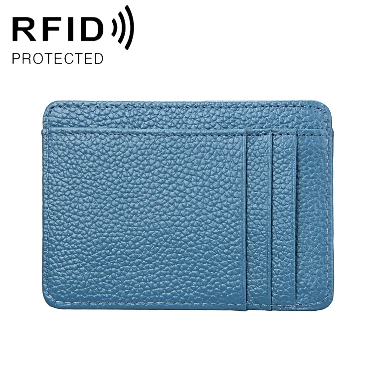 KB37 Antimagnetic RFID Litchi Texture Leather Card Holder Wallet Billfold for Men and Women