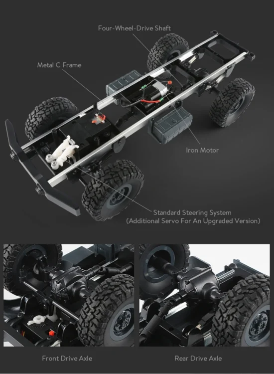 CHT1221AG_14.webp JJR/C Q60 Transporter-1 Full Body 1:16 Mini 2.4GHz RC 6WD Tracked Off-Road Military Truck Car Toy - Image 15