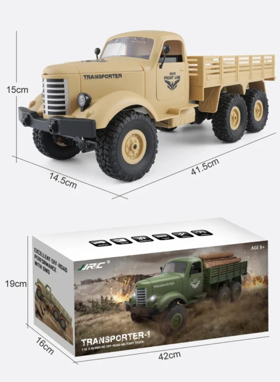 CHT1221AG_17.webp JJR/C Q60 Transporter-1 Full Body 1:16 Mini 2.4GHz RC 6WD Tracked Off-Road Military Truck Car Toy - Image 18