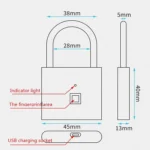 Stainless Steel Automatic Intelligent Fingerprint Padlock Electronic Lock, 10 Fingerprint Edition - Image 4