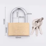 Copper Padlock Small Lock, Style: Short Lock Beam, 50mm Not Open - Image 2