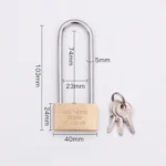 Copper Padlock Small Lock, Style: Long Lock Beam, 40mm Open - Image 2