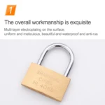 Copper Padlock Small Lock, Style: Long Lock Beam, 40mm Open - Image 4