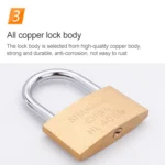 Copper Padlock Small Lock, Style: Long Lock Beam, 40mm Open - Image 6