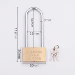 Copper Padlock Small Lock, Style: Long Lock Beam, 50mm Open - Image 2