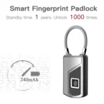 Anytek USB Charging Waterproof Anti-theft Non-password Electrically Intelligent Fingerprint Padlock Size:3.2cm × 3.5cm × 9cm - Image 5