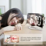 TS-8201-W Multifunctional LED Makeup Mirror Desk Clock Automatic Photosensitive Electronic Alarm - Image 5