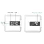 TS-S28-W Multifunctional Square RGB Thermometer Digital Alarm Clock LED Mirror Hollow Wall Clock - Image 2