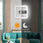 TS-S28-W Multifunctional Square RGB Thermometer Digital Alarm Clock LED Mirror Hollow Wall Clock - Image 4