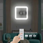 TS-S28-W Multifunctional Square RGB Thermometer Digital Alarm Clock LED Mirror Hollow Wall Clock - Image 5