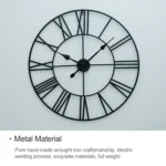 40cm Retro Living Room Iron Round Roman Numeral Mute Decorative Wall Clock - Image 5