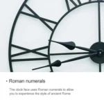 40cm Retro Living Room Iron Round Roman Numeral Mute Decorative Wall Clock - Image 7