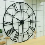 45cm Retro Living Room Iron Round Roman Numeral Mute Decorative Wall Clock - Image 10