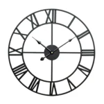 60cm Retro Living Room Iron Round Roman Numeral Mute Decorative Wall Clock - Image 2