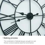 60cm Retro Living Room Iron Round Roman Numeral Mute Decorative Wall Clock - Image 6