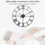 60cm Retro Living Room Iron Round Roman Numeral Mute Decorative Wall Clock - Image 8