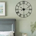 60cm Retro Living Room Iron Round Roman Numeral Mute Decorative Wall Clock - Image 9