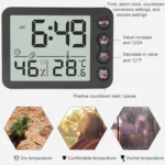 TS-9606-WR Large Screen Alarm Timer Temperature Humidity Meter(White Red) - Image 6