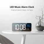 Bedside Alarm Clock Sound Control Mirror LED Music Clock - Image 4