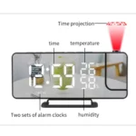 TS-9210 Digital Mirror Projection Alarm Clock With FM Radio & Temperature Humidity - Image 2