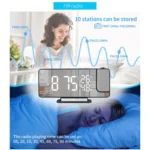 TS-9210 Digital Mirror Projection Alarm Clock With FM Radio & Temperature Humidity - Image 5