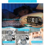 TS-9210 Digital Mirror Projection Alarm Clock With FM Radio & Temperature Humidity - Image 6