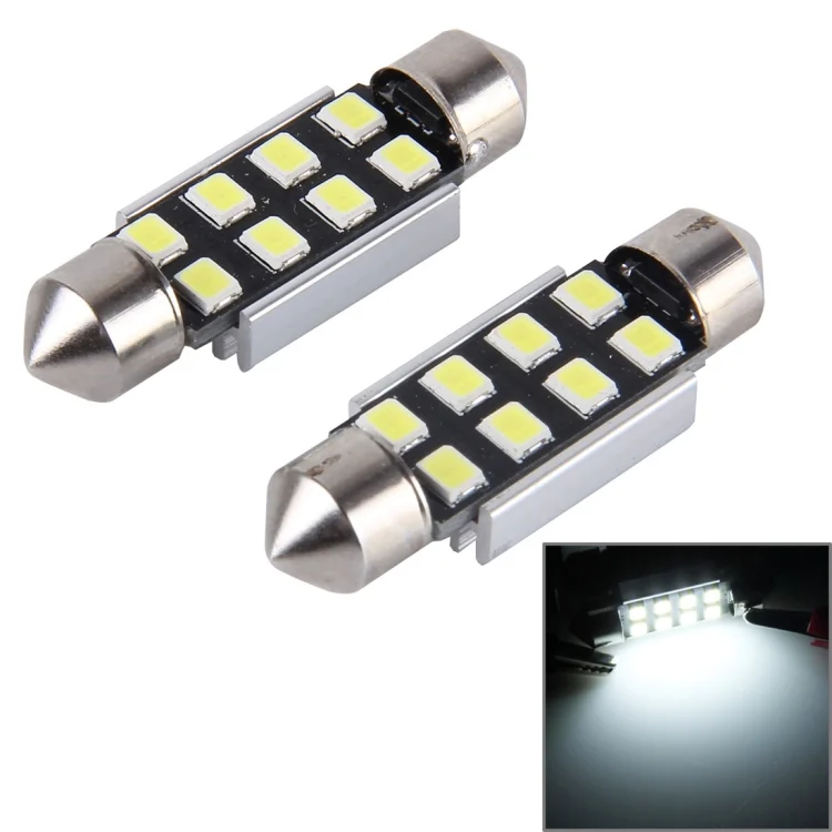 CMS0009.webp 2 PCS 36mm Festoon 3W 300LM White Light 8 LED 3528 SMD Canbus Error-Free Car Reading Lamps, DC 12 - Image 1