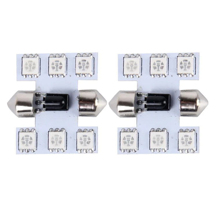 CMS0077_1.webp 2 PCS Colorful 31MM Bicuspid Remote Control Car Dome Lamp LED Reading Light with 6 LED Lights - Image 2