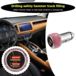 Car Diamond Aluminium Alloy QC3.0 Dual USB Quick Charger - Image 5