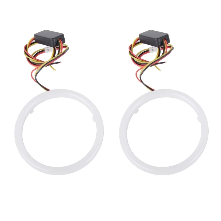 CMS0576_1.webp 2 PCS 2.5inch 3W White Light + Yellow Light Car Angel Eyes Light, DC 12V Cable Length: 50cm - Image 2