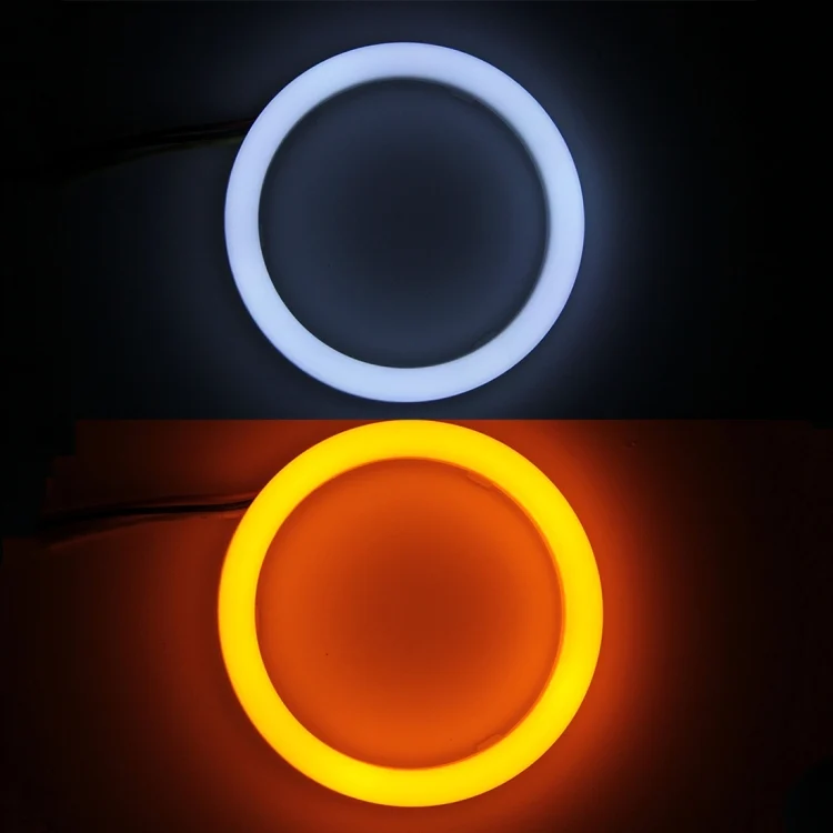 CMS0576_6.webp 2 PCS 2.5inch 3W White Light + Yellow Light Car Angel Eyes Light, DC 12V Cable Length: 50cm - Image 7