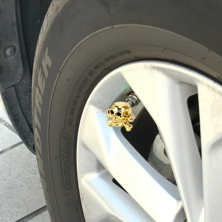 CMS0659J_4.webp 4 PCS Universal Skull Shape Gas Cap Mouthpiece Cover Gas Cap Tire Cap Car Motor Bicycle Tire Valve Caps - Image 5