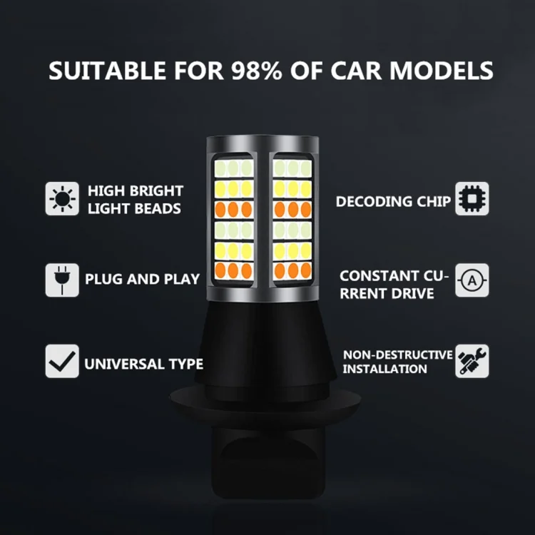 CMS0663_8.webp T20/7740 DC12V 3.7W 81 SMD-3030-LEDs Three Color Car DRL&Turn Light, Length: 2m - Image 9
