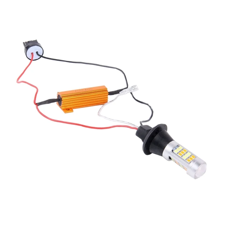 CMS1024_1.webp 2 PCS T20/7440 10W 1000 LM 6000K White + Yellow Light DRL&Turn Light with 42 SMD-2835-LED Lamp,DC 12-24V - Image 2