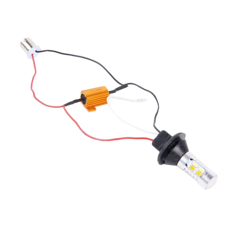 CMS1025_1.webp 2 PCS 1156/BA15S/BAU15S 10W 1000LM 6000K White + Yellow Light DRL&Turn Light with 20 SMD-5730-LED Lamps,DC 12-24V - Image 2