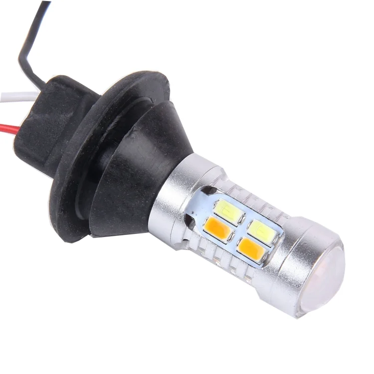 CMS1025_2.webp 2 PCS 1156/BA15S/BAU15S 10W 1000LM 6000K White + Yellow Light DRL&Turn Light with 20 SMD-5730-LED Lamps,DC 12-24V - Image 3